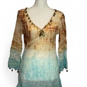 Tie dye long sleeve mini dress